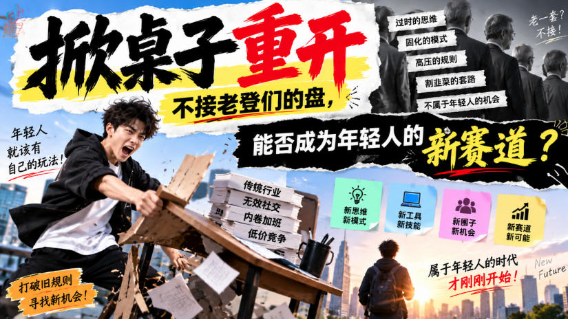 某公众号付费文章：掀桌子重开，不接老登们的盘，能否成为年轻人的新赛道？-shxbox省心宝盒