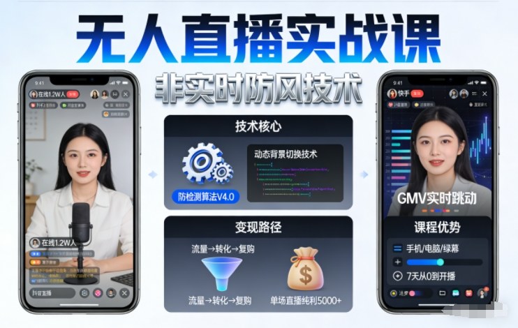 宝子哥无人直播实战课，非实时防风技术，聚焦抖音快手等平台直播带货，轻松开启直播变现之路(更新260922)-shxbox省心宝盒