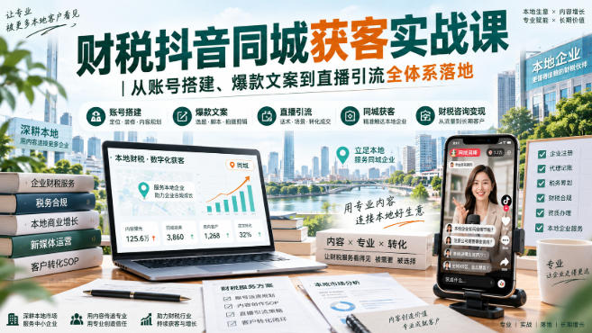 财税抖音同城获客实战课｜从账号搭建、爆款文案到直播引流全体系落地-shxbox省心宝盒
