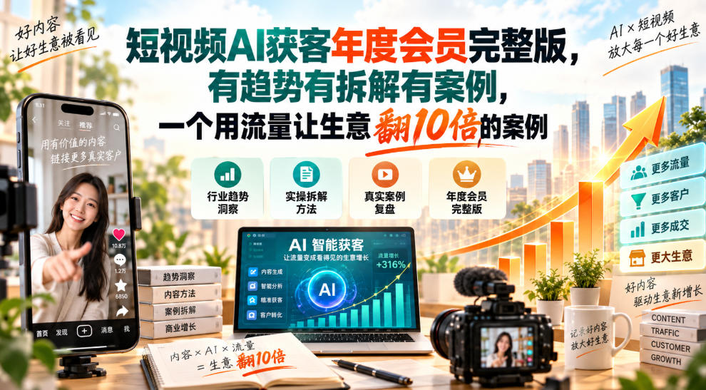 短视频AI获客年度会员完整版，有趋势有拆解有案例，一个用流量让生意翻10倍的案例-shxbox省心宝盒