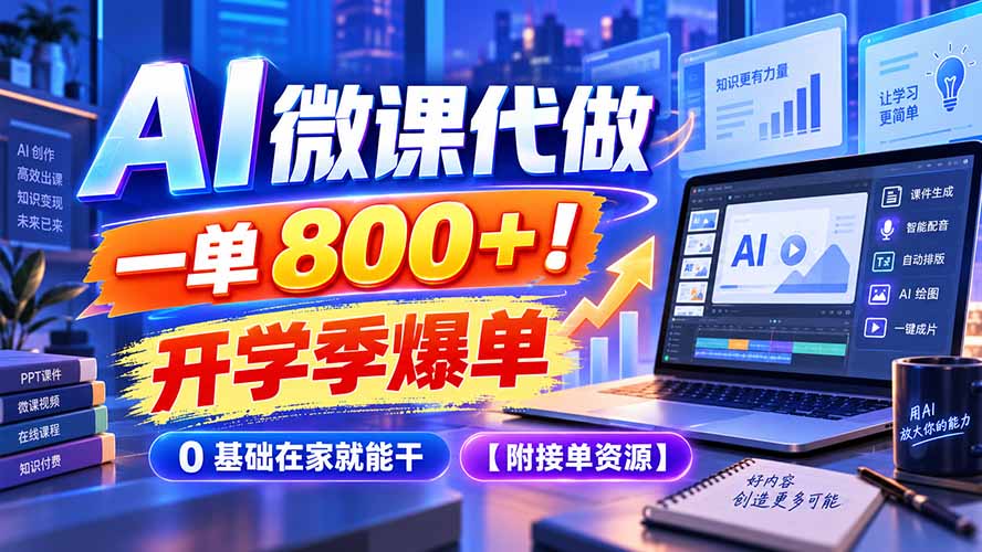 AI 微课代做，一单 800+！开学季爆单，0 基础在家就能干【附接单资源】-shxbox省心宝盒