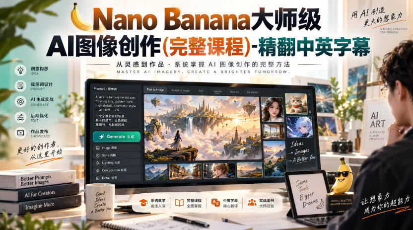 【无水印】Nano Banana大师级AI图像创作(完整课程)-精翻中英字幕-shxbox省心宝盒