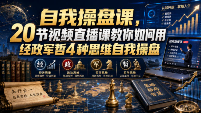 【无水印】自我操盘课，20节视频直播课教你如何用经政军哲4种思维自我操盘(更新0924)-shxbox省心宝盒