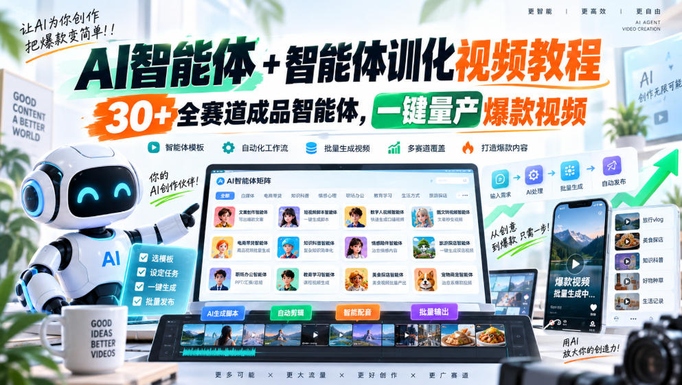 【无水印】AI智能体+智能体训化视频教程,30+全赛道成品智能体,一键量产爆款视频【更新】-shxbox省心宝盒