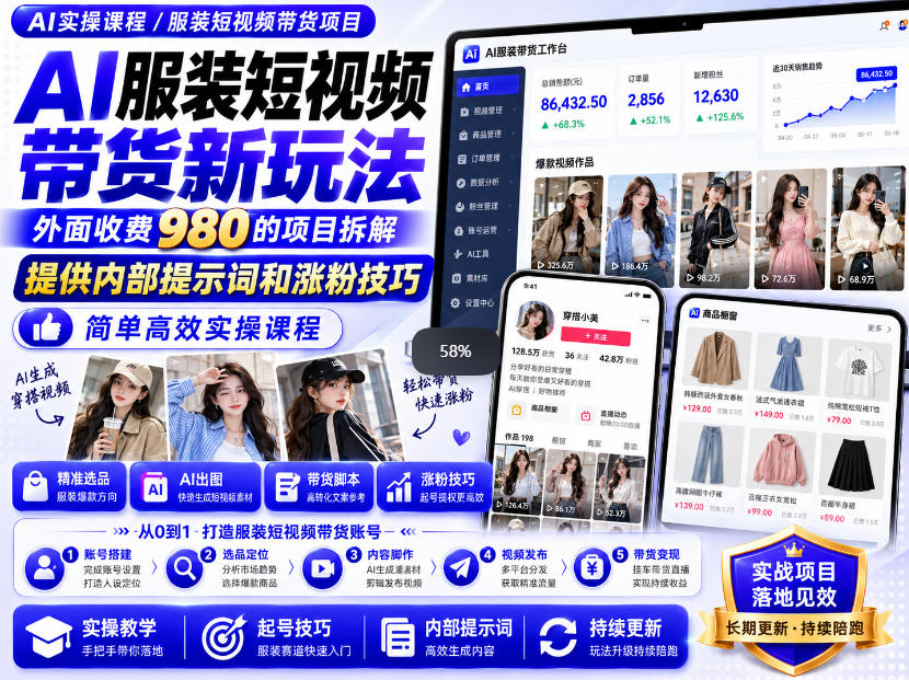 外面收费980AI快手带货系统课程，内部课程首次外放，操作简单高效，一分钟一条爆款视频-shxbox省心宝盒