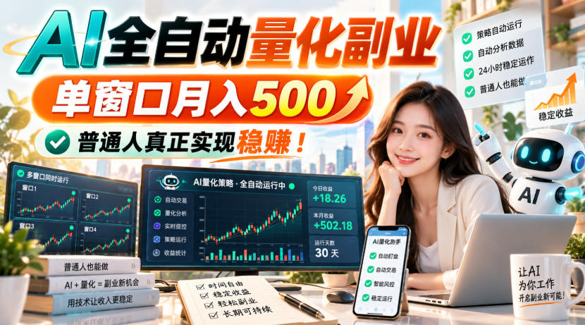 AI全自动量化副业，单窗口月入500，普通人真正实现稳賺！【揭秘】-shxbox省心宝盒