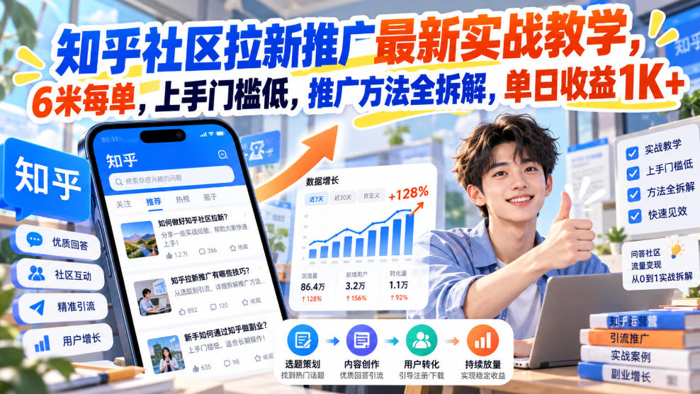 知乎社区拉新推广最新实战教学，6米每单，上手门槛低，推广方法全拆解，单日收益1K+！(更新0930)-shxbox省心宝盒