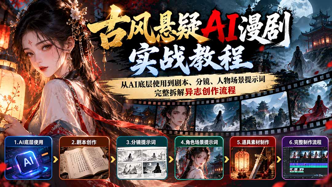 古风悬疑AI漫剧实战教程：从AI底层使用到剧本、分镜、人物场景提示词，完整拆解异志创作流程-shxbox省心宝盒