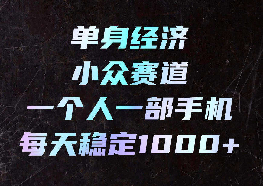 单身经济小众赛道，一个人一部手机，每天稳定1000+，利用下班碎片时间即可【揭秘】-shxbox省心宝盒