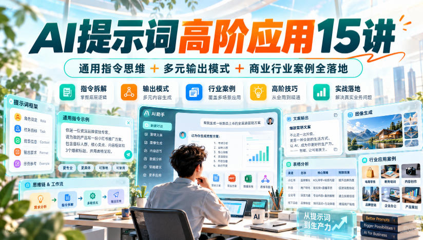 AI提示词高阶应用15讲｜通用指令思维+多元输出模式+商业行业案例全落地-shxbox省心宝盒