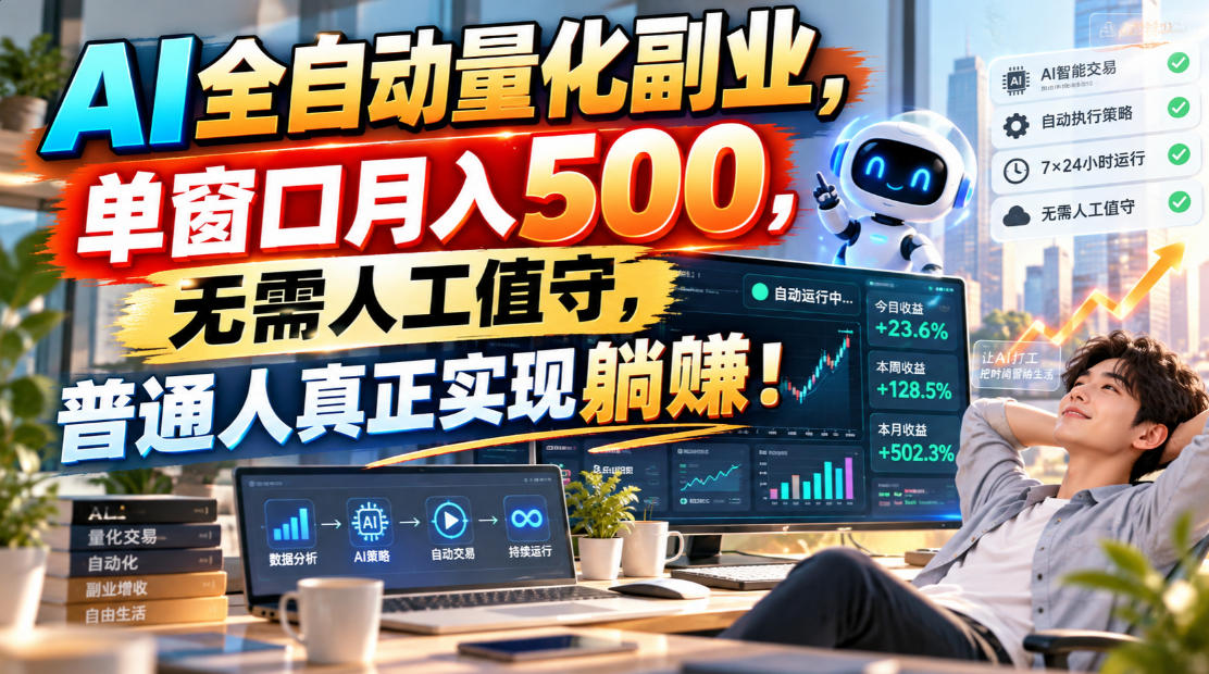 AI全自动量化副业，单窗口月入500，无需人工值守，普通人真正实现躺賺！-shxbox省心宝盒
