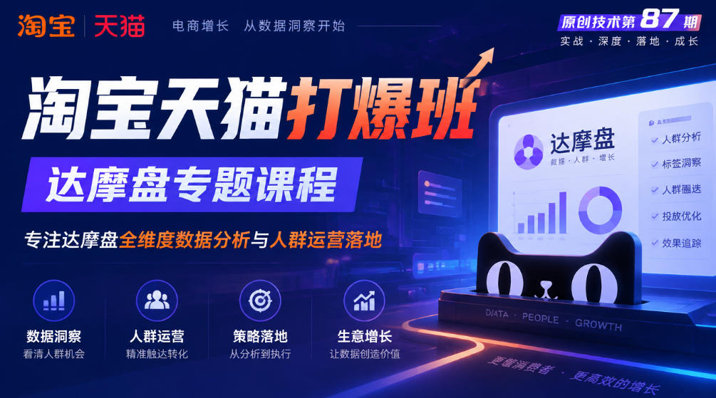 《淘宝天猫打爆班》原创技术第87期，达摩盘专题课程，专注达摩盘全维度数据分析与人群运营落地-shxbox省心宝盒