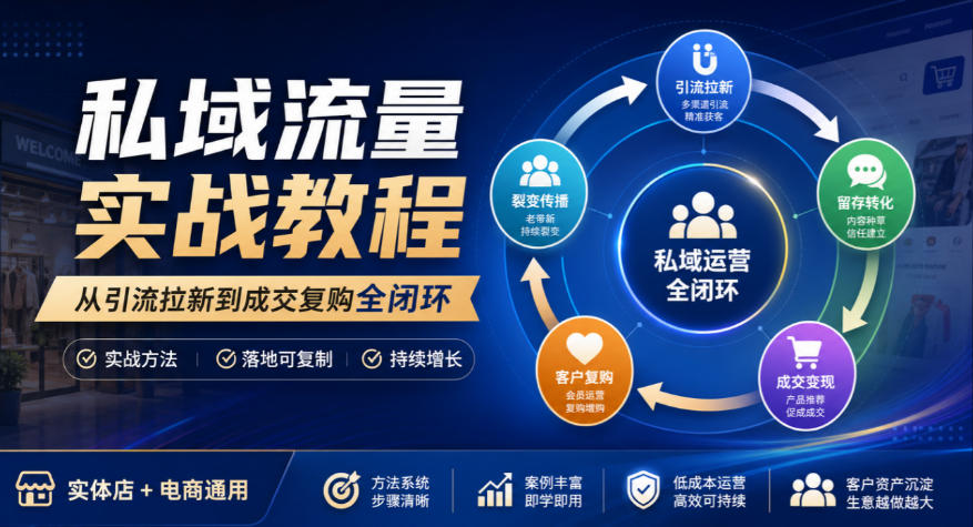 私域流量实战教程，从引流拉新到成交复购全闭环，实体店电商通用-shxbox省心宝盒