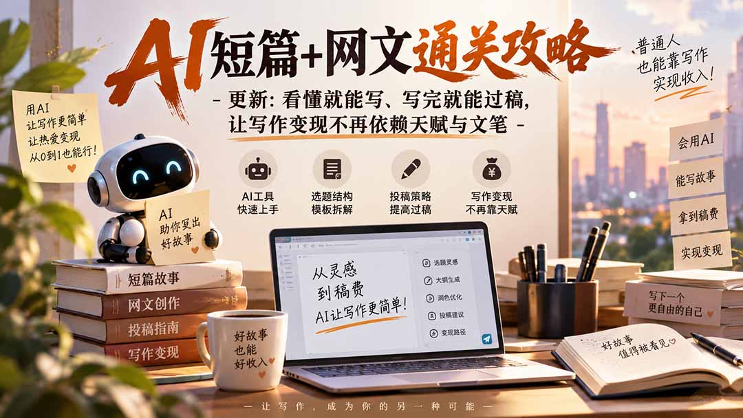 AI短篇+网文通关攻略-更新1009：看懂就能写、写完就能过稿，让写作变现不再依赖天赋与文笔-shxbox省心宝盒