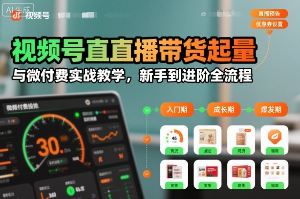 视频号直播带货起量与微付费实战教学，新手到进阶全流程(更新26年10月)-shxbox省心宝盒