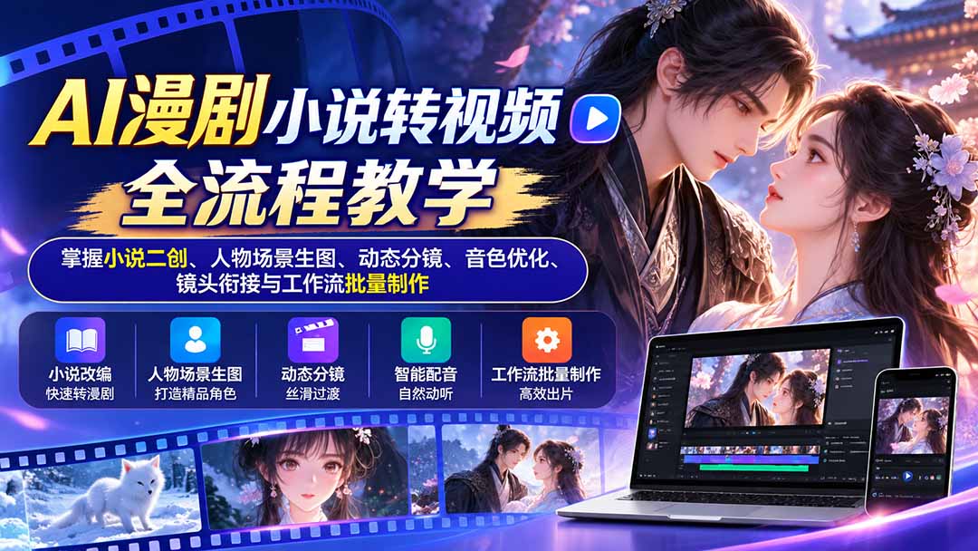 AI漫剧小说转视频全流程教学：掌握小说二创、人物场景生图、动态分镜、音色优化、镜头衔接与工作流批量制作-shxbox省心宝盒