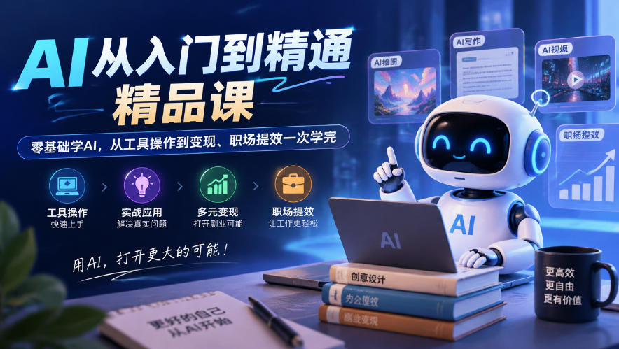 AI从入门到精通精品课，零基础学AI，从工具操作到变现、职场提效一次学完-shxbox省心宝盒