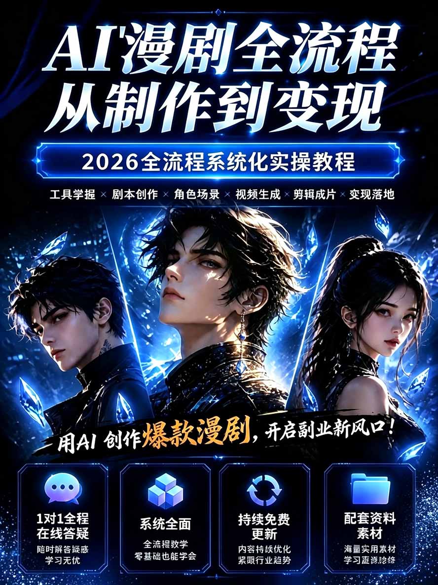 图片[1]-【无水印】2026AI漫剧创作与商业变现掘金营：打通选题→AI编剧→角色场景→自动分镜→视频生成→剪辑发布→运营变现-shxbox省心宝盒