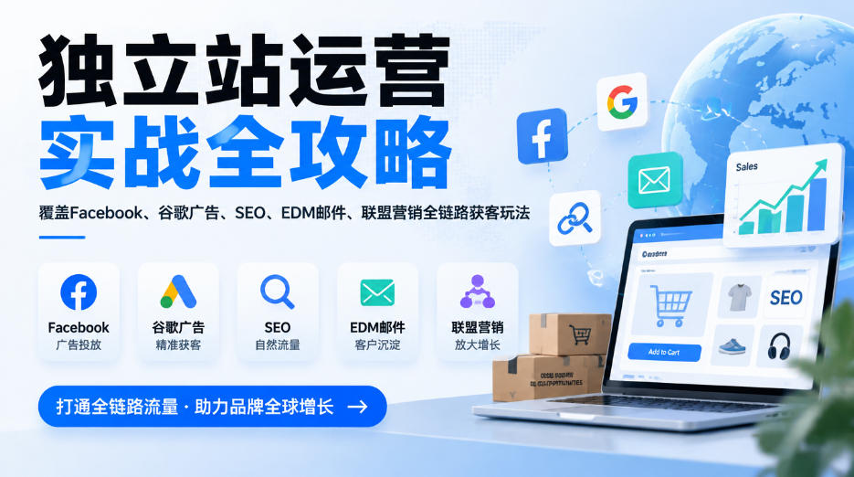 独立站运营实战全攻略，覆盖Facebook、谷歌广告、SEO、EDM邮件、联盟营销全链路获客玩法(更新2026)-shxbox省心宝盒