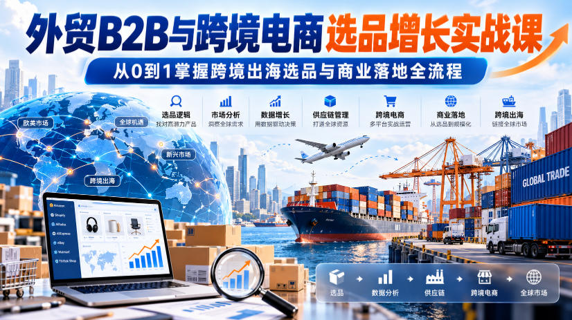 外贸B2B与跨境电商选品增长实战课，从0到1掌握跨境出海选品与商业落地全流程-shxbox省心宝盒