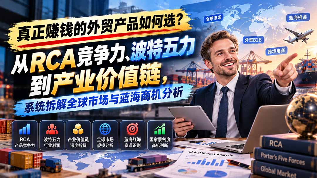 真正赚钱的外贸B2B产品如何选？从RCA竞争力、波特五力到产业价值链，系统拆解全球市场与蓝海商机分析-shxbox省心宝盒