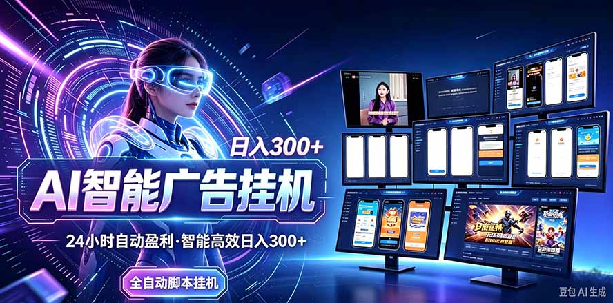 24小时AI广告挂机｜在家就能做的被动副业-shxbox省心宝盒