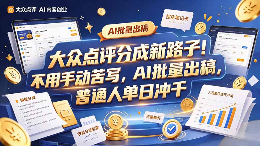 大众点评副业新玩法，工具提效解放双手，批量做笔记，单日可破千-shxbox省心宝盒