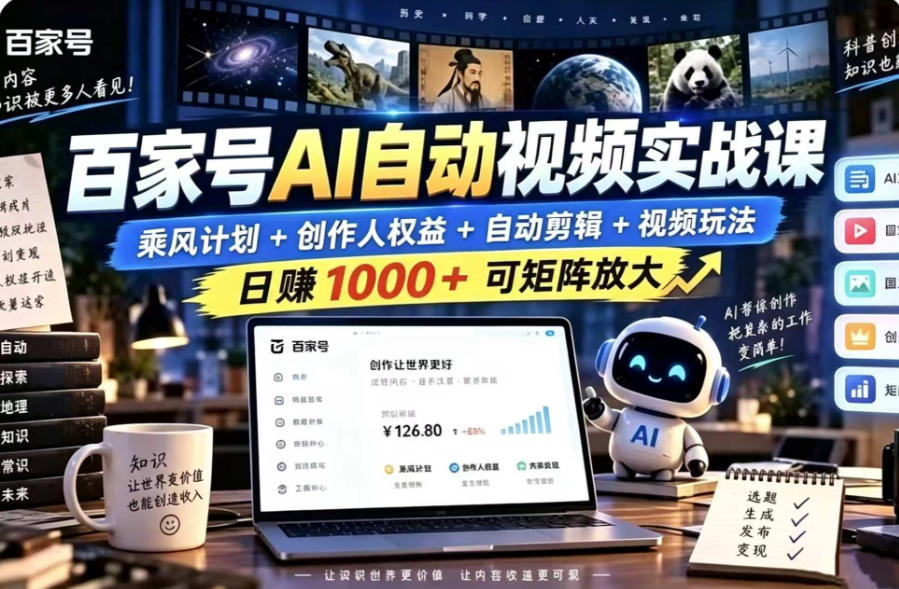 百家号自动矩阵玩法，长期可以做的项目，日入1k+，真正的睡后收入-shxbox省心宝盒