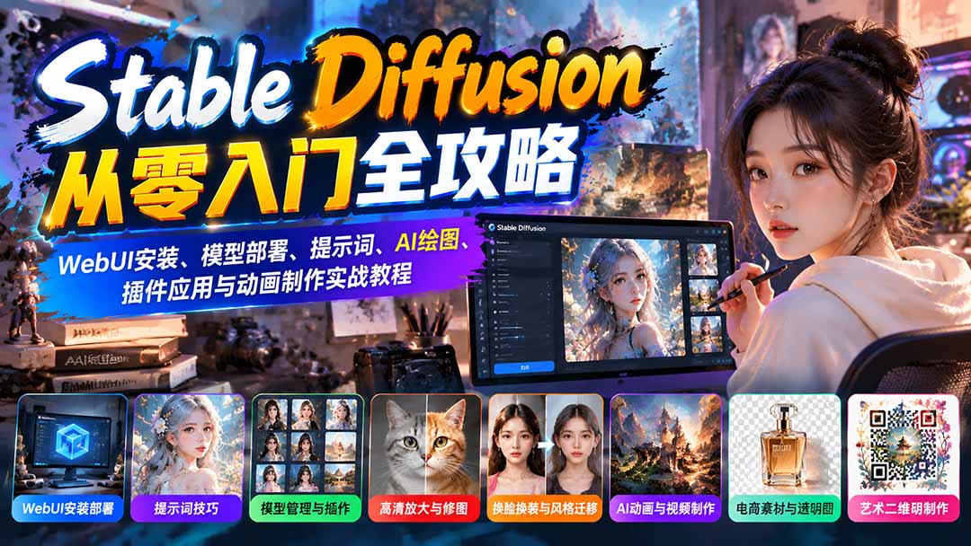Stable Diffusion从零入门全攻略：WebUI安装、模型部署、提示词、AI绘图、插件应用与动画制作实战教程-shxbox省心宝盒
