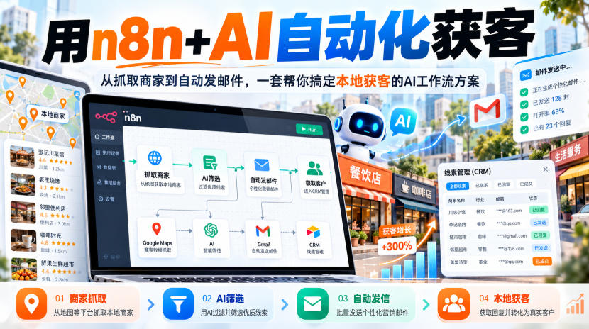 【无水印】用n8n+AI自动化获客，从抓取商家到自动发邮件，一套帮你搞定本地获客的AI工作流方案【原创双语字幕】-shxbox省心宝盒