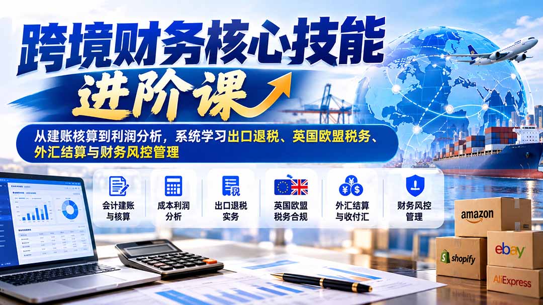 跨境财务核心技能进阶课：从建账核算到利润分析，系统学习出口退税、英国欧盟税务、外汇结算与财务风控管理-shxbox省心宝盒