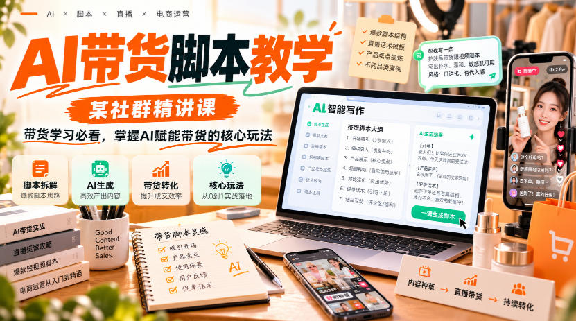 AI带货脚本教学，某社群精讲课，带货学习必看，掌握AI赋能带货的核心玩法-shxbox省心宝盒