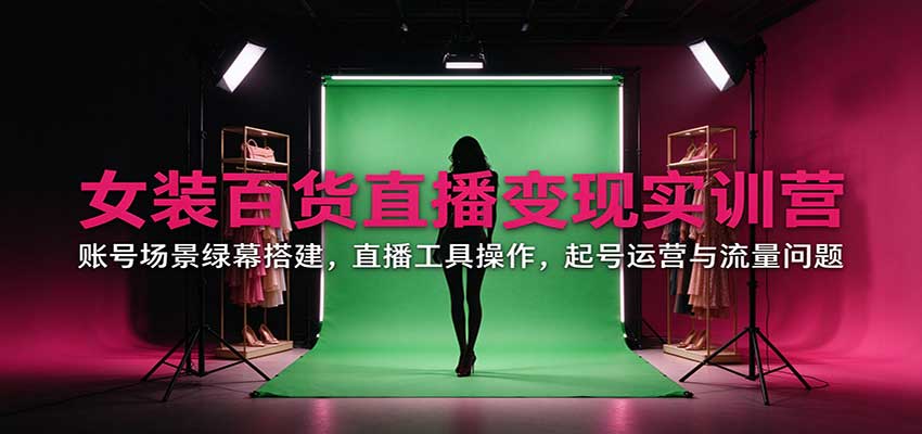 女装百货直播变现实训营：账号场景绿幕搭建，直播工具操作，起号运营与流量问题-shxbox省心宝盒