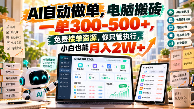 AI自动做单，电脑搬砖一单300-500+，免费接单资源，你只管执行，小白也能月入2W+【揭秘】-shxbox省心宝盒