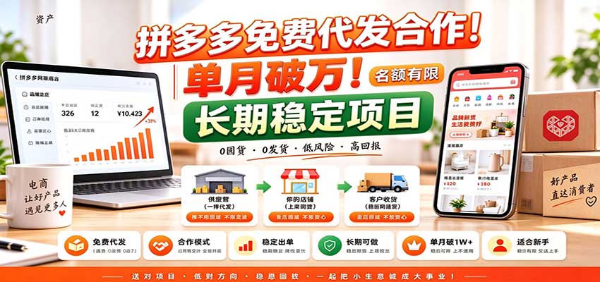 拼多多免费代发合作｜单月破万！长期稳定项目，名额有限-shxbox省心宝盒