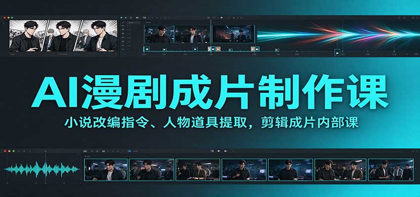 AI漫剧成片制作课：小说改编指令、人物道具提取，剪辑成片全流程-shxbox省心宝盒