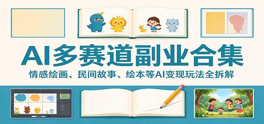 AI多赛道副业合集：情感绘画、民间故事、绘本等AI变现玩法全拆解-shxbox省心宝盒