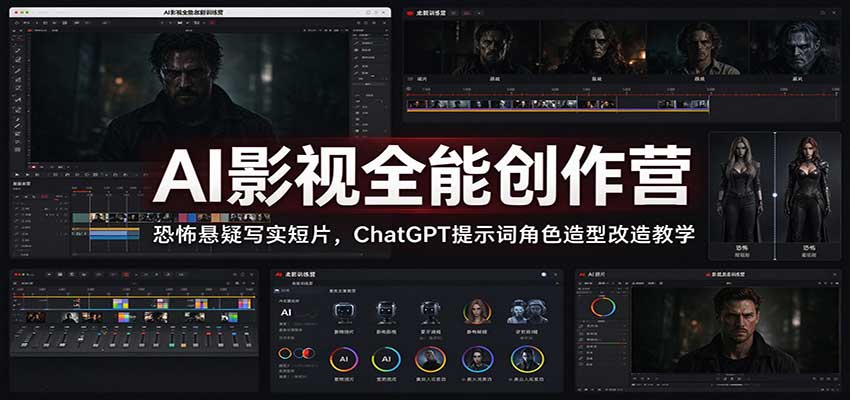 AI影视全能创作营：恐怖悬疑写实短片，ChatGPT提示词角色造型改造教学-shxbox省心宝盒