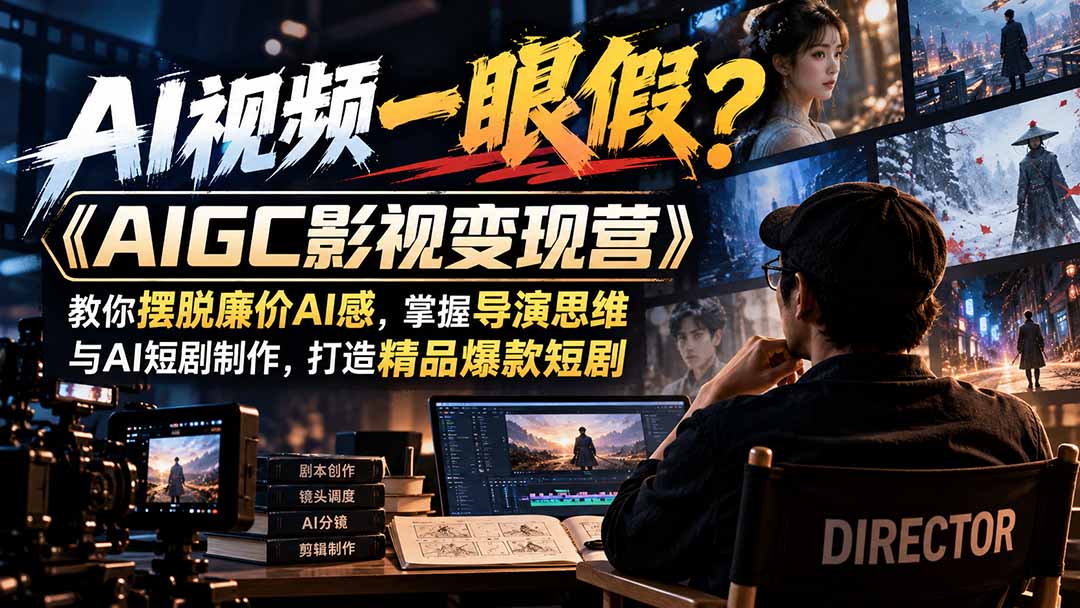【无水印】AI视频一眼假？《AIGC影视变现营》教你摆脱廉价AI感，掌握导演思维与AI短剧制作，打造精品爆款短剧-shxbox省心宝盒
