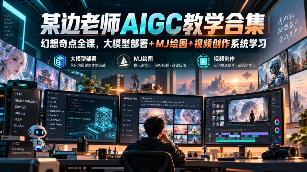 某边老师AIGC教学合集｜幻想奇点全课，大模型部署+MJ绘图+视频创作系统学习-shxbox省心宝盒