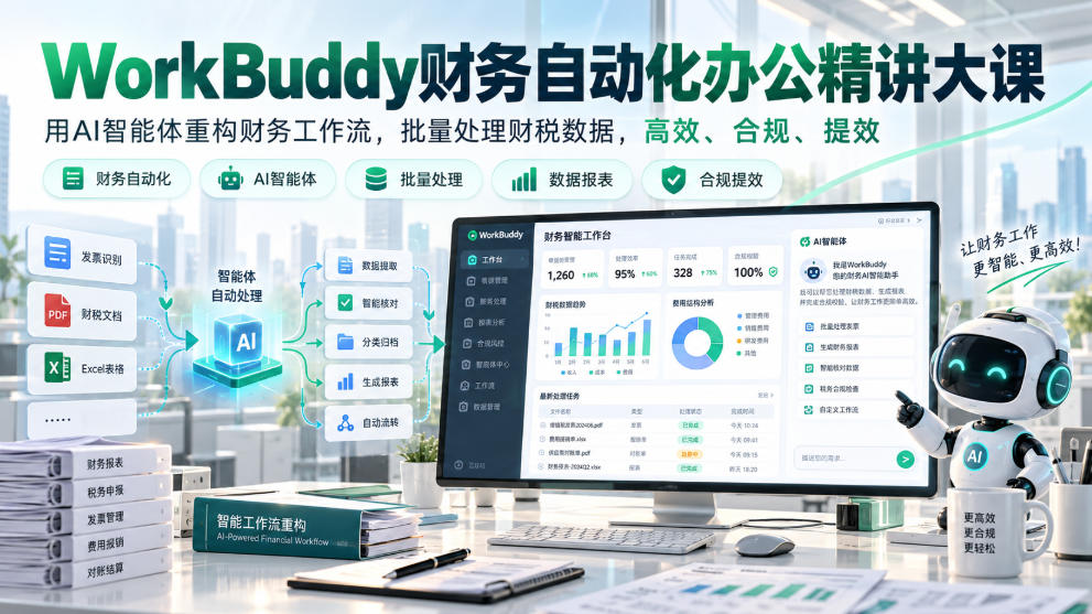 WorkBuddy财务自动化办公精讲大课，用AI智能体重构财务工作流，批量处理财税数据，高效、合规、提效-shxbox省心宝盒