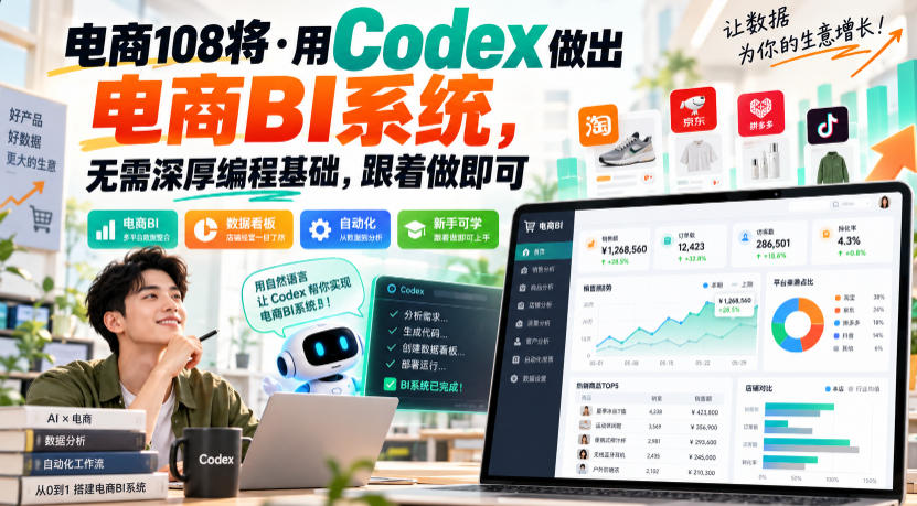 电商108将·用Codex做出电商BI系统,无需深厚编程基础,跟着做即可(更新1026)