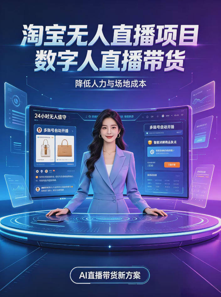 淘宝AI无人直播带货，24小时自动开播低门槛副业，无需真人长时间出镜，持续引流出单【揭秘】-shxbox省心宝盒