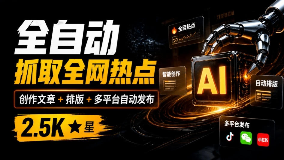 全自动抓取全网热点，创作文章并排版，并多平台自动发布！2.5k stars热点写作工具万稿汇AIMedia-shxbox省心宝盒
