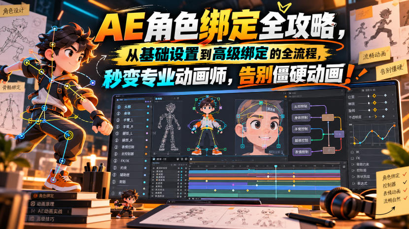【无水印】AE角色绑定全攻略，从基础设置到高级绑定的全流程，秒变专业动画师，告别僵硬动画！【原创双语字幕】-shxbox省心宝盒
