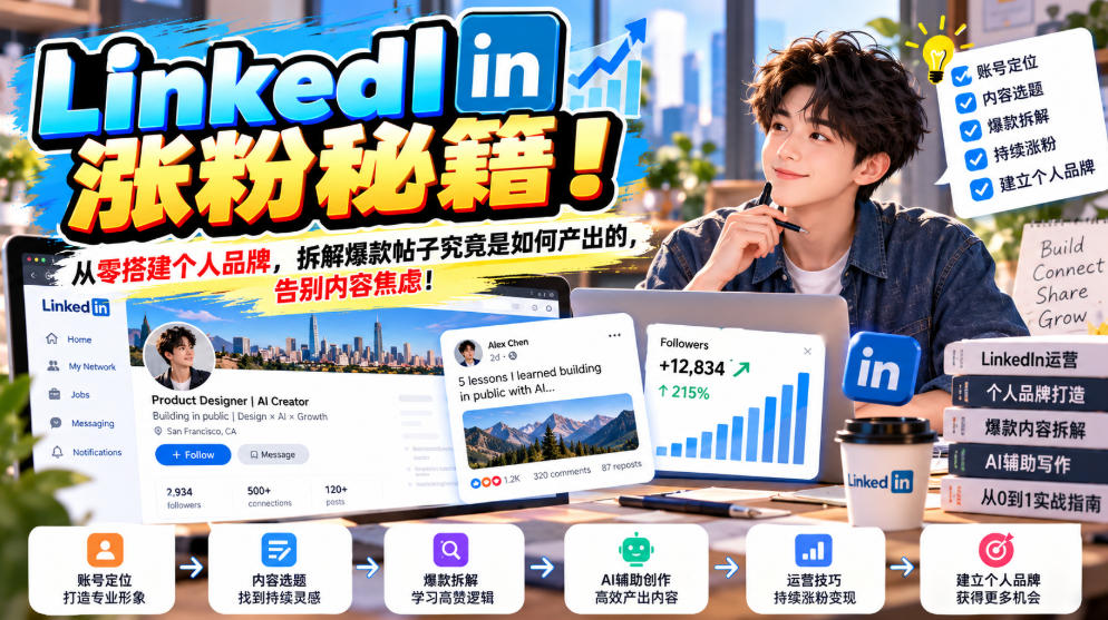 LinkedIn涨粉秘籍！从零搭建个人品牌，拆解爆款帖子究竟是如何产出的，告别内容焦虑！【原创双语字幕】-shxbox省心宝盒