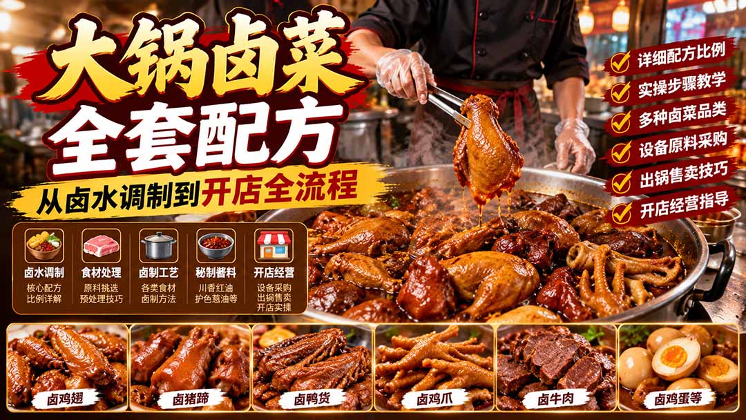 大锅卤菜全套配方，从卤水调制到开店全流程，感觉学会了去摆摊也不错-shxbox省心宝盒