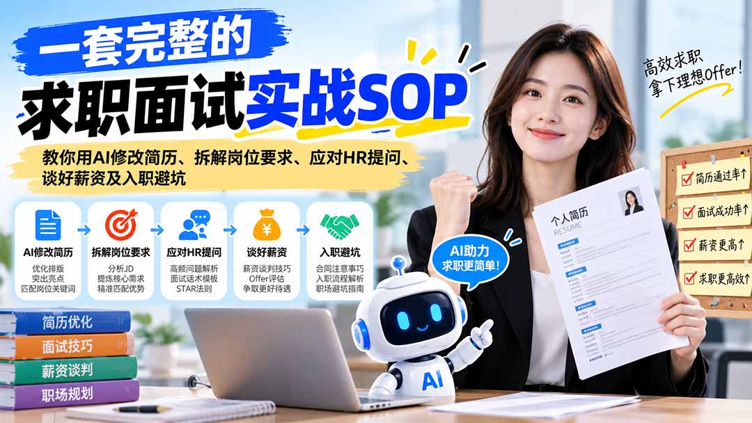 一套完整的求职面试实战SOP：教你用AI修改简历、拆解岗位要求、应对HR提问、谈好薪资及入职避坑-shxbox省心宝盒