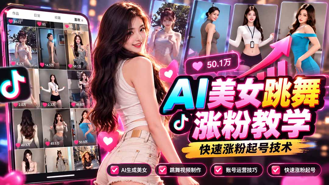 AI美女跳舞涨粉教学，AI生成美女，跳舞视频制作，账号运营与快速起号涨粉-shxbox省心宝盒