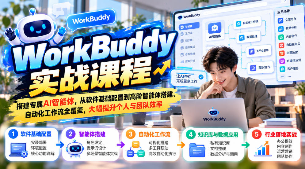 WorkBuddy实战课程，搭建专属AI智能体，从软件基础配置到高阶智能体搭建、自动化工作流全覆盖，大幅提升个人与团队效率-shxbox省心宝盒